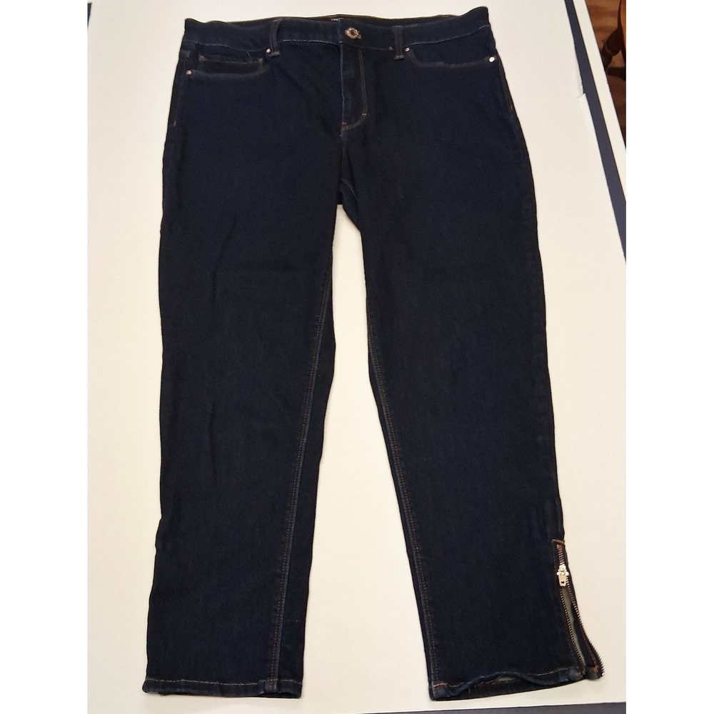 WHBM Women's Mid Rise Dark Wash Denim Skinny Ankle Jeans Size 14 Slim Fit